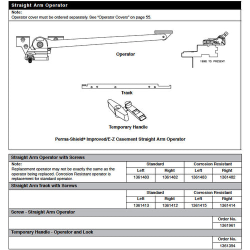 Andersen Window Straight Arm Operator Channel / Track, Straight Arm - Right Hand - Corrosion Resistant - Andersen Window Straight Arm Operator Channel / Track, Straight Arm - Right Hand - Corrosion Resistant