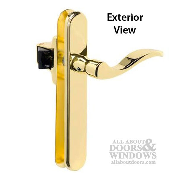 Storm Door Lever Handle Set, Non-Keyed - Nickel or  Polished Brass - Storm Door Lever Handle Set, Non-Keyed - Nickel or  Polished Brass