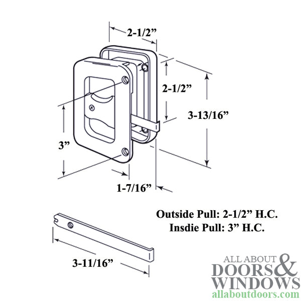 Latch & Pull for Sliding Screen Door, Non-Handed - Black - Latch & Pull for Sliding Screen Door, Non-Handed - Black