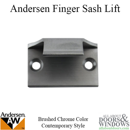 Andersen Contemporary Finger Sash Lifts / Pulls,  Metal - Brushed Chrome