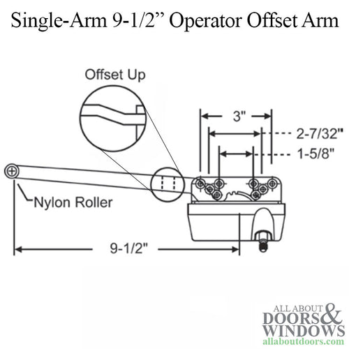 Truth 9-1/2  Single Arm Operator, Offset Arm - White, Left Hand - Truth 9-1/2  Single Arm Operator, Offset Arm - White, Left Hand