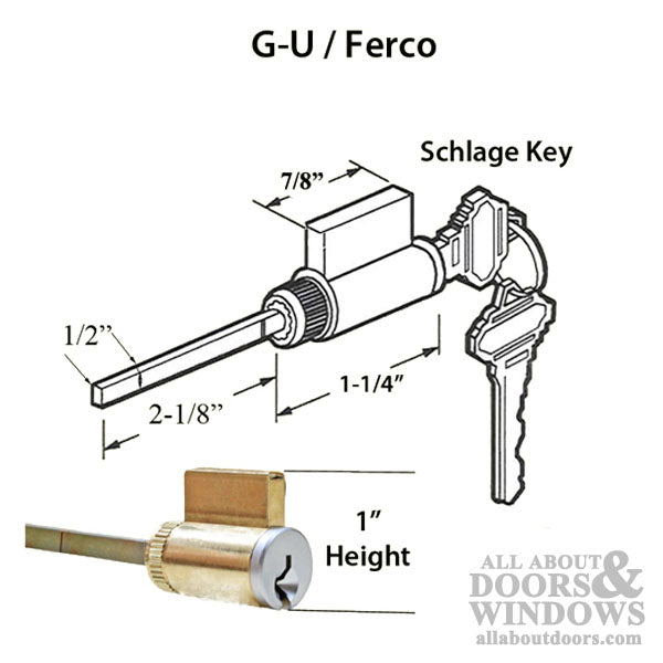 G-U / Ferco 1 Inch Cylinder with Schlage Keyway - Keyed Alike - Bronze - G-U / Ferco 1 Inch Cylinder with Schlage Keyway - Keyed Alike - Bronze