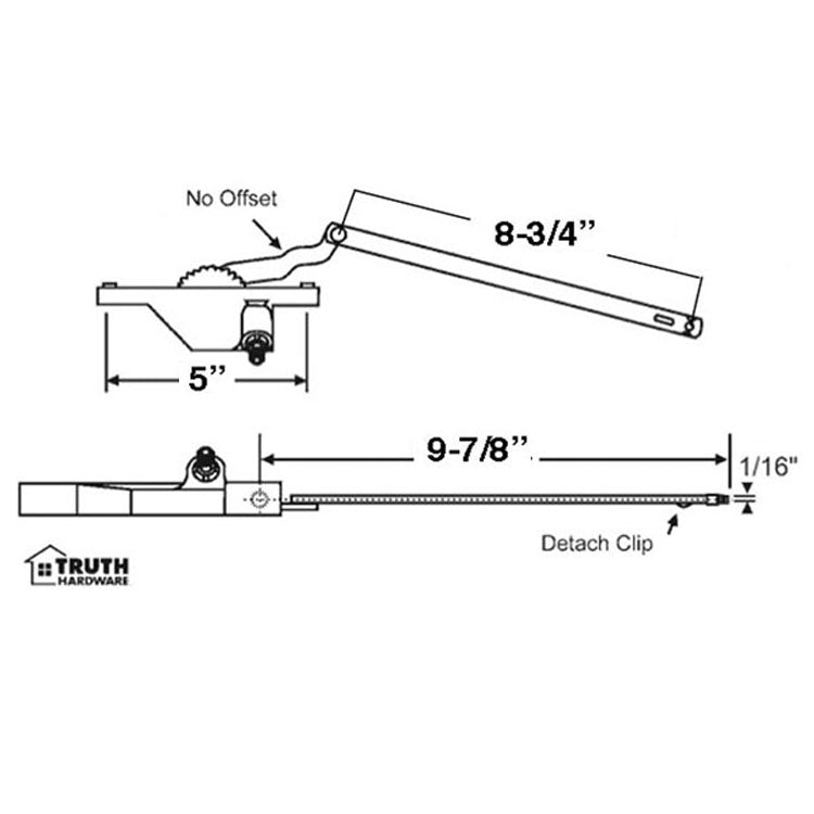 Dyad Operator, Rear Mount, 5 inch hole spacing, 9-7/8 Reach, RH - Dyad Operator, Rear Mount, 5 inch hole spacing, 9-7/8 Reach, RH