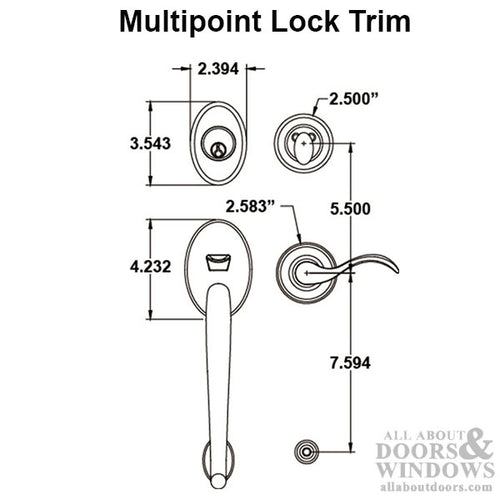 Winslow Active Keyed Multipoint Lock Trim Wave Lever Schlage 5 Pin Keyway - Winslow Active Keyed Multipoint Lock Trim Wave Lever Schlage 5 Pin Keyway