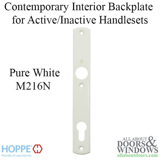 HOPPE Contemporary Interior Backplate M216N for Active/Inactive Handlesets - Pure White