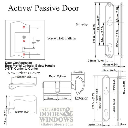 Handleset, New Orleans M1610/374N, Active - Satin Nickel - Handleset, New Orleans M1610/374N, Active - Satin Nickel