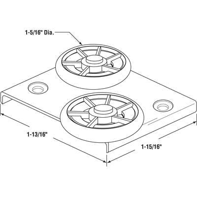 Peachtree Carvel Wood Door Top Mounted Tandem Roller, 1-15/16