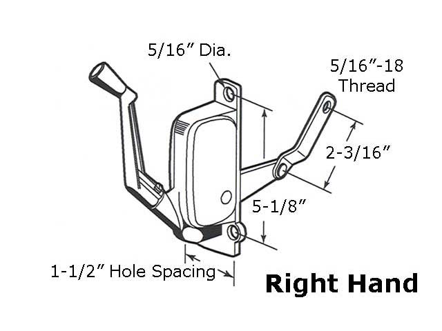 Type 3 Awning Window Operator, Miami Windows, Right Hand - Aluminum - Type 3 Awning Window Operator, Miami Windows, Right Hand - Aluminum