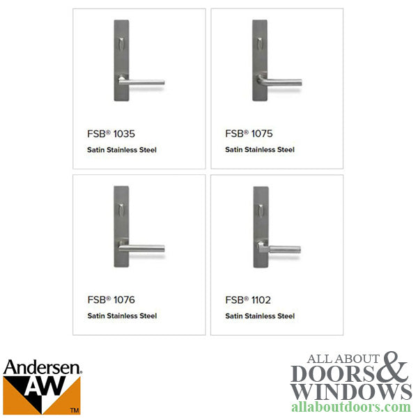 Andersen FSB 1102 Non Keyed Trim Set for Double Door Stainless Steel Finish - Andersen FSB 1102 Non Keyed Trim Set for Double Door Stainless Steel Finish