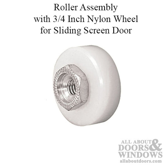 Discontinued Roller Assembly with 3/4 Inch Nylon Wheel for Sliding Screen Door