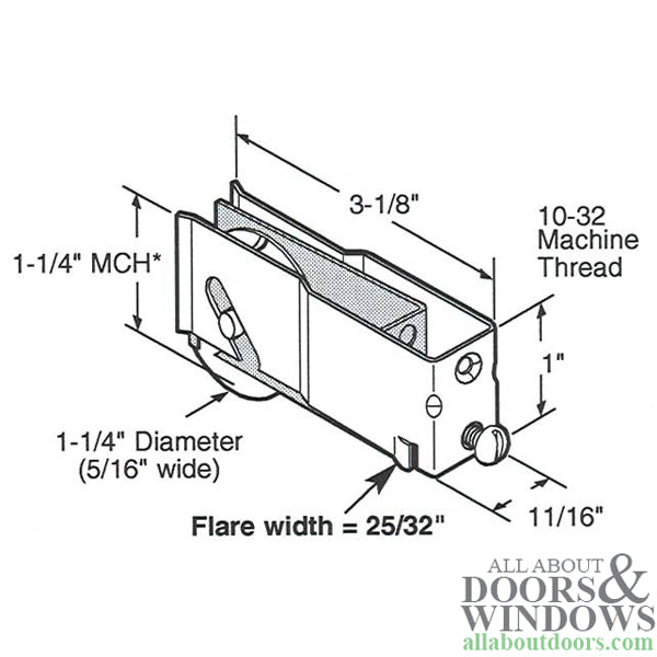 1-1/4 Steel Wheel, Roller Assembly - 1-1/4 Steel Wheel, Roller Assembly