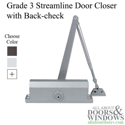 Grade 3 Streamline Commercial Door Closer with Back-check, Spring size 4, Choose Color - Grade 3 Streamline Commercial Door Closer with Back-check, Spring size 4, Choose Color