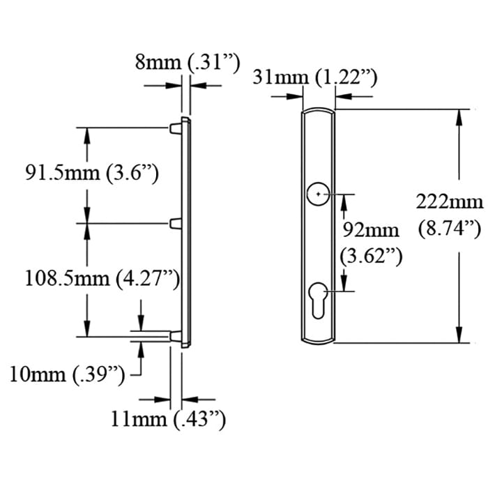 HOPPE Contemporary Exterior Backplate M216N for Active Handlesets - Satin Nickel - HOPPE Contemporary Exterior Backplate M216N for Active Handlesets - Satin Nickel