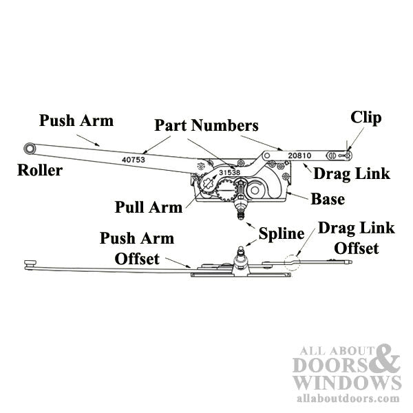 Casement Operator Entrygard Dual Arm, Long Link 20810, Right - Casement Operator Entrygard Dual Arm, Long Link 20810, Right