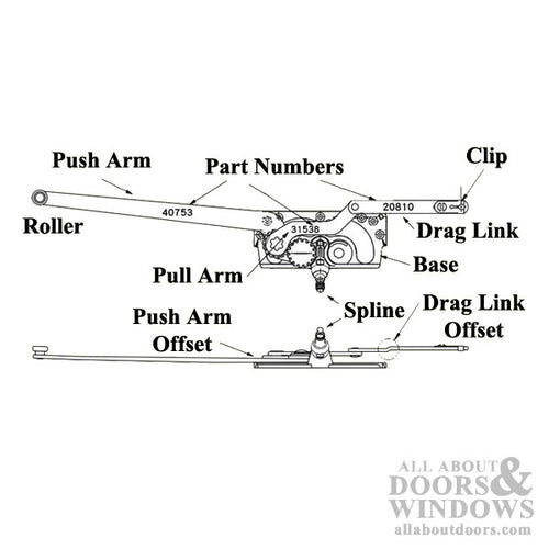 Casement Operator Entrygard Dual Arm, Long Link 20810, Right - Casement Operator Entrygard Dual Arm, Long Link 20810, Right