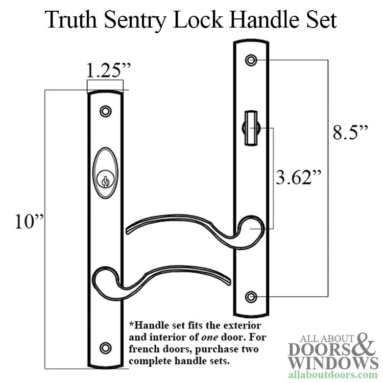 Truth Sentry Lock Handle Set, Traditional, Decorative finish over Brass, PVD Chrome - Truth Sentry Lock Handle Set, Traditional, Decorative finish over Brass, PVD Chrome