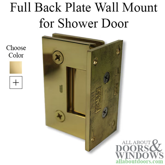 Wall Mount Full Back Plate 2 x 3-1/2" Standard Shower Door Hinge - Choose Color