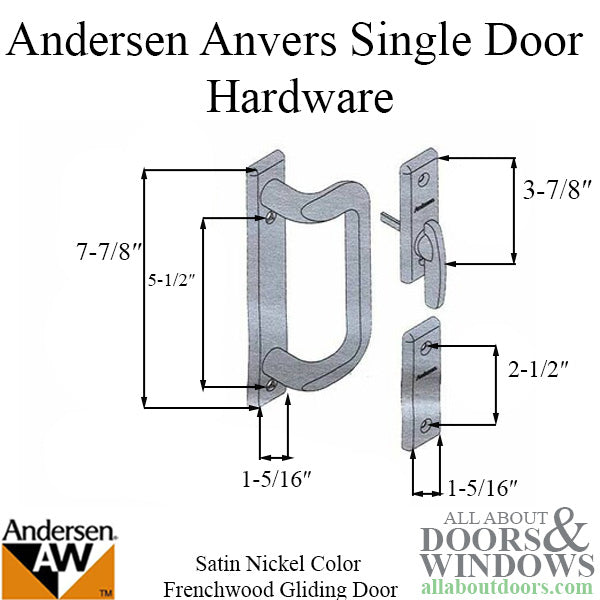 Andersen Frenchwood Gliding Door Trim Anvers 2 Panel Interior & Exterior, Brushed/Satin Nickel - Andersen Frenchwood Gliding Door Trim Anvers 2 Panel Interior & Exterior, Brushed/Satin Nickel