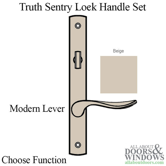 Truth Sentry Lock Handle Set, Modern, Painted over Zinc, Beige