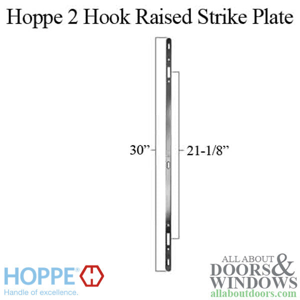 Hoppe 2 Point Sliding Door Lock Strike - 16mm Face, 2.3mm Thick, 30