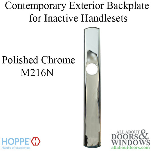 HOPPE Contemporary Exterior Backplate M216N for Inactive Handlesets - Polished Chrome - HOPPE Contemporary Exterior Backplate M216N for Inactive Handlesets - Polished Chrome