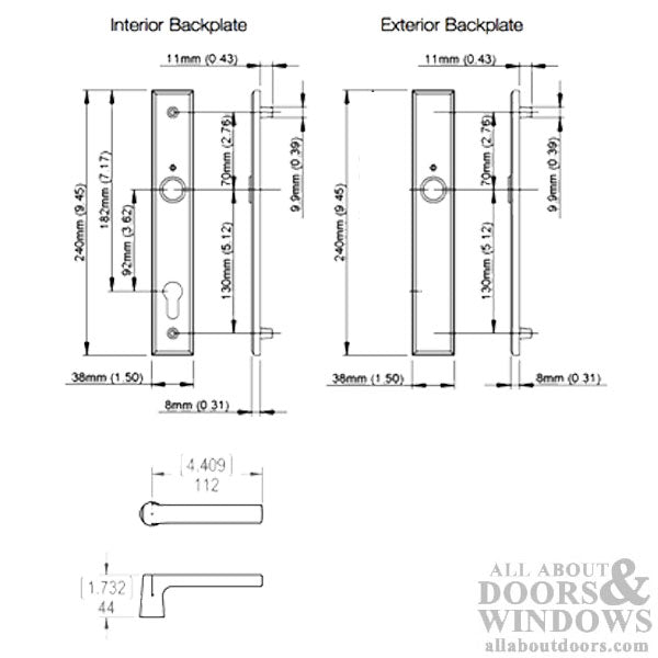 Dallas Contemporary Lever Handle, Inactive, Nonkeyed with Thumbturn,  M1643 / 2161N Set - Rustic Umber - Dallas Contemporary Lever Handle, Inactive, Nonkeyed with Thumbturn,  M1643 / 2161N Set - Rustic Umber