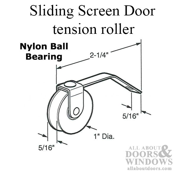 Spring Tension Roller Assembly with 1 Inch Nylon Wheel for Academy Sliding Screen Door - Spring Tension Roller Assembly with 1 Inch Nylon Wheel for Academy Sliding Screen Door