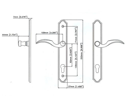 Winkhaus STV Euro Traditional Plate, Fontana Lever - Brass PVD - Winkhaus STV Euro Traditional Plate, Fontana Lever - Brass PVD