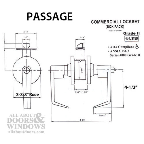 Passage Lever, 2-3/4bs,  Commercial Grade 2  Saturn Series - Passage Lever, 2-3/4bs,  Commercial Grade 2  Saturn Series