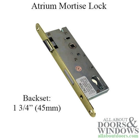 Mortise Lock Body Only, Atrium Door Hardware - Polished Brass