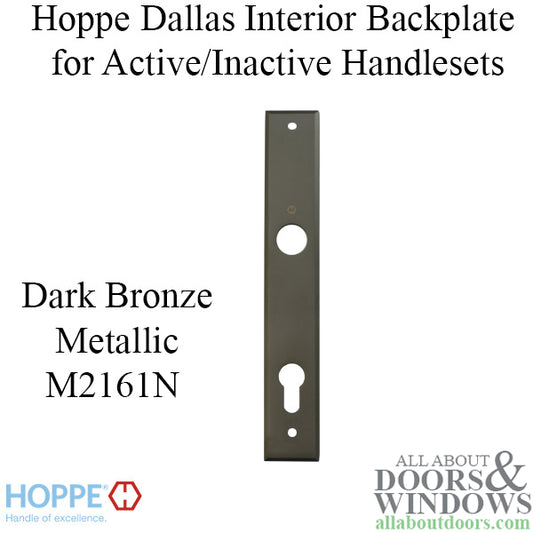 HOPPE Dallas Interior Backplate M2161N for Active/Inactive Handlesets - Dark Bronze Metallic