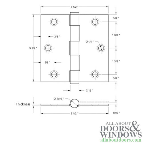 Stainless Steel Residential Hinges Square Corners Pair Choose Finish - Stainless Steel Residential Hinges Square Corners Pair Choose Finish