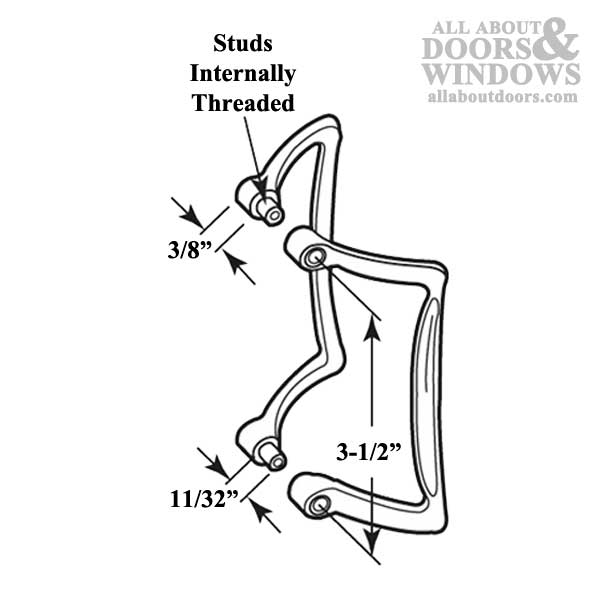 DISCONTINUED 3-1/2 Inch Universal Shower Door / Tub Enclosure Handle Set - Antique Brass - DISCONTINUED 3-1/2 Inch Universal Shower Door / Tub Enclosure Handle Set - Antique Brass