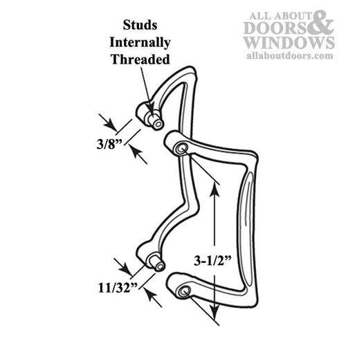 DISCONTINUED 3-1/2 Inch Universal Shower Door / Tub Enclosure Handle Set - Antique Brass - DISCONTINUED 3-1/2 Inch Universal Shower Door / Tub Enclosure Handle Set - Antique Brass