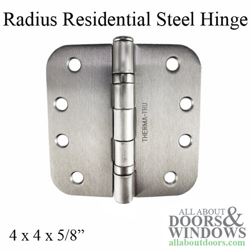 4 x 4 inch, 5/8 Radius Corners, Residential, Steel, Pair, Brushed Satin Nickel - 4 x 4 inch, 5/8 Radius Corners, Residential, Steel, Pair, Brushed Satin Nickel