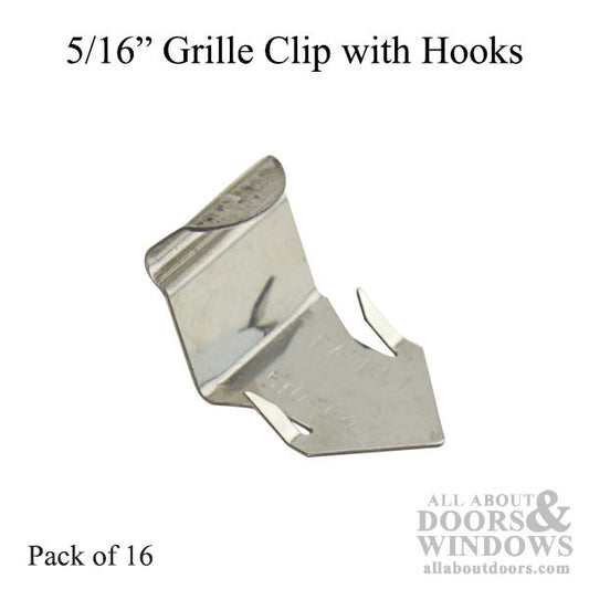 5/16" Metal Grille Clip with Hooks, bag of 16 clips