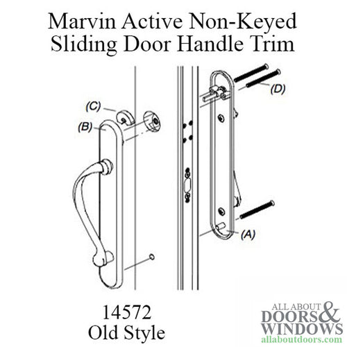 Marvin Sliding Door Handle Set, Old Style, Active, NO Key with Thumb-turn - White - Marvin Sliding Door Handle Set, Old Style, Active, NO Key with Thumb-turn - White