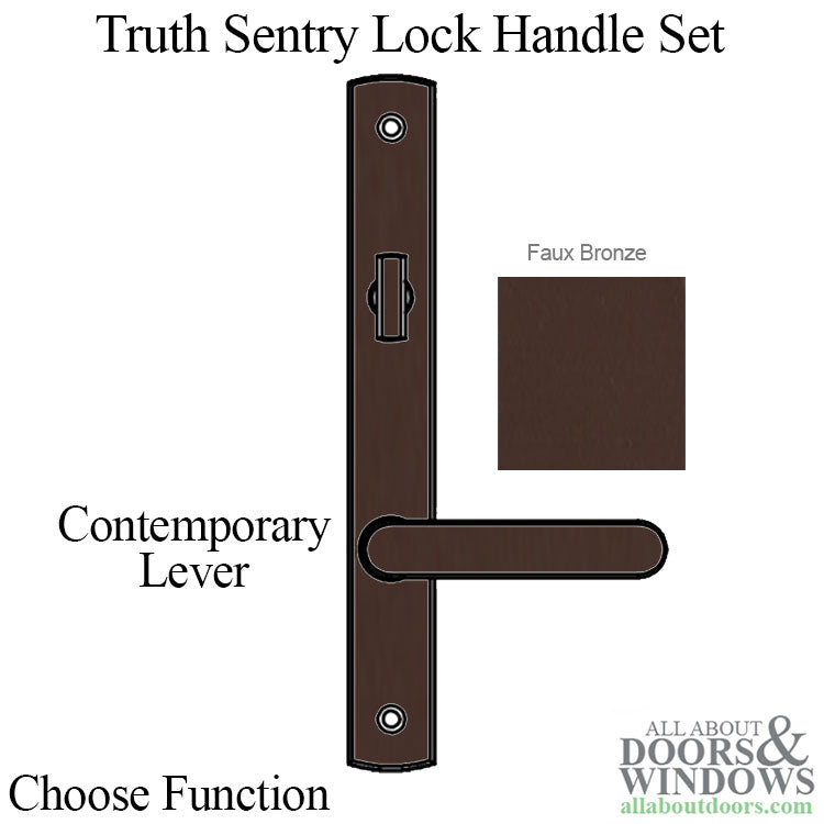 Truth Sentry Lock Handle Set, Contemporary, Painted Over Zinc, Faux Bronze - Truth Sentry Lock Handle Set, Contemporary, Painted Over Zinc, Faux Bronze