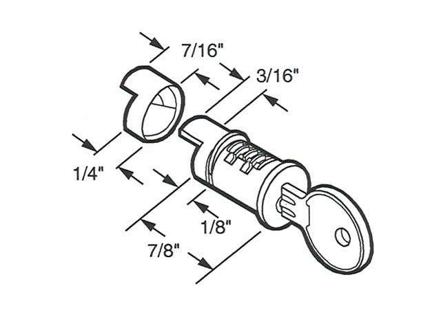 Discontinued - Cylinder Lock, Sliding Patio Door, Wafer Catch, 1-1/8-inch to 1-1/4-inch Door - Discontinued - Cylinder Lock, Sliding Patio Door, Wafer Catch, 1-1/8-inch to 1-1/4-inch Door