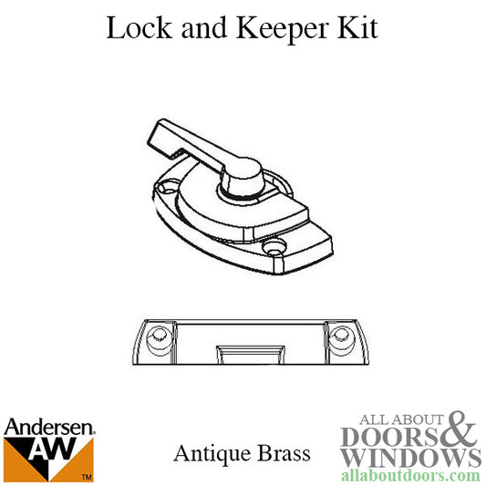 Unavailable - Andersen Tilt-Wash (DC) and Tilt-Wash (TW) Windows - Lock and Keeper Kit - Antique Brass