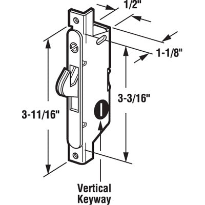 Adams Rite Mortise Lock Vertical Keyway for Sliding Patio Door Steel Finish - Adams Rite Mortise Lock Vertical Keyway for Sliding Patio Door Steel Finish