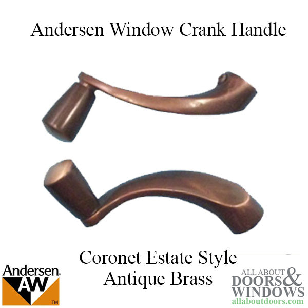 Andersen Enhanced Casement Window Crank/Handle - Coronet Estate Style - Antique Brass - Andersen Enhanced Casement Window Crank/Handle - Coronet Estate Style - Antique Brass