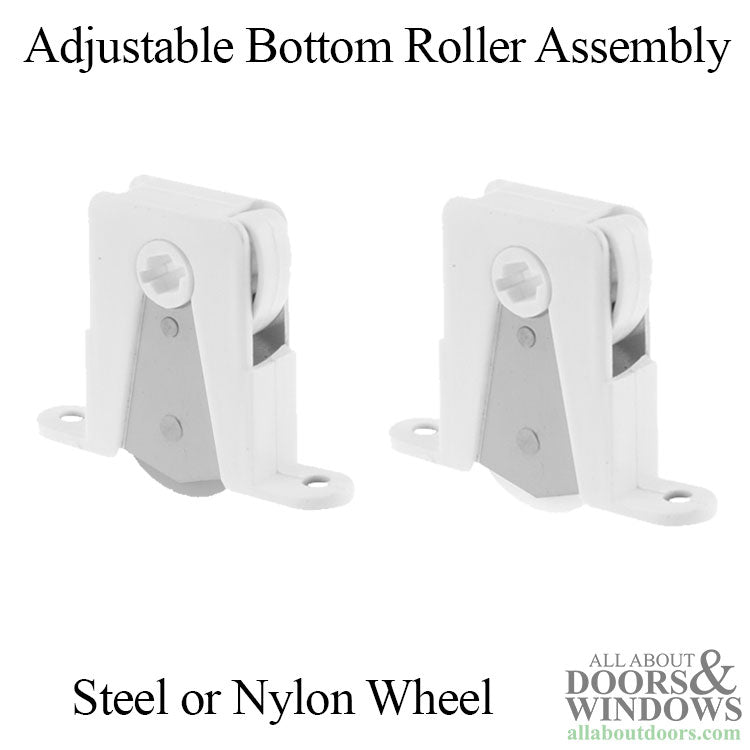 Adjustable Bottom Roller Assembly with 1 Inch Wheel for Sliding Screen Door - Choose Wheel Material - Adjustable Bottom Roller Assembly with 1 Inch Wheel for Sliding Screen Door - Choose Wheel Material