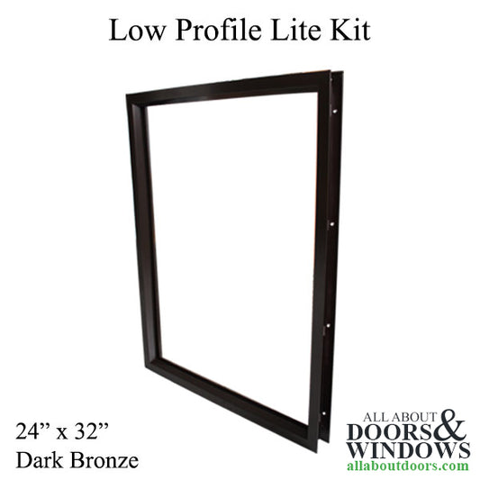 Commercial Door Lite Frames, 24" x 32"  low profile metal, screw together - Dark Bronze