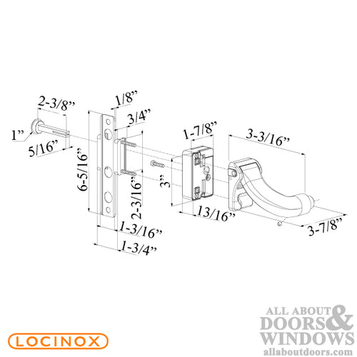 Aluminum Locinox Push Bar for Surface-Mounted Gate Locks, 5 Foot Width - Aluminum Locinox Push Bar for Surface-Mounted Gate Locks, 5 Foot Width