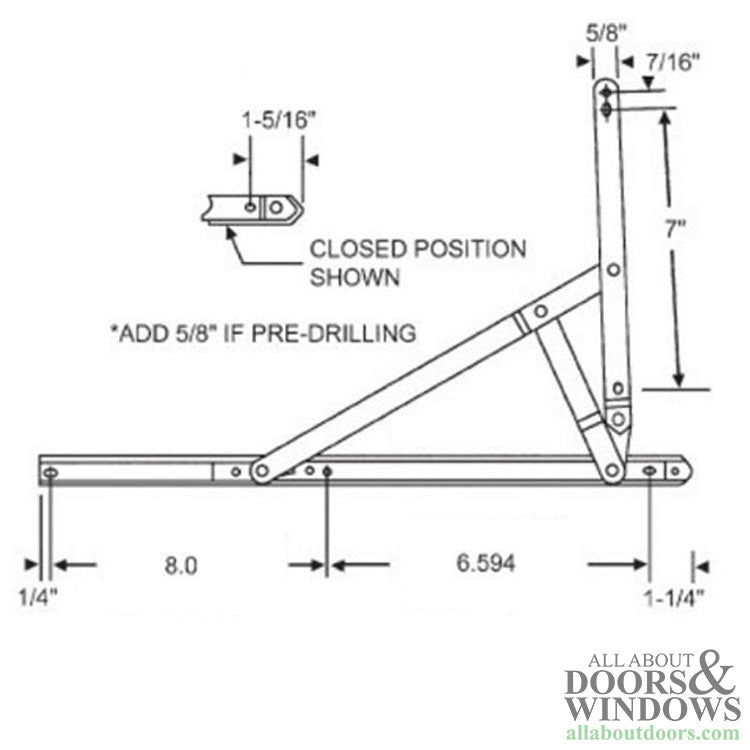 Anderberg 224SS 4 Bar Casement Window Egress Hinge Washability with Stop Stainless Steel 16