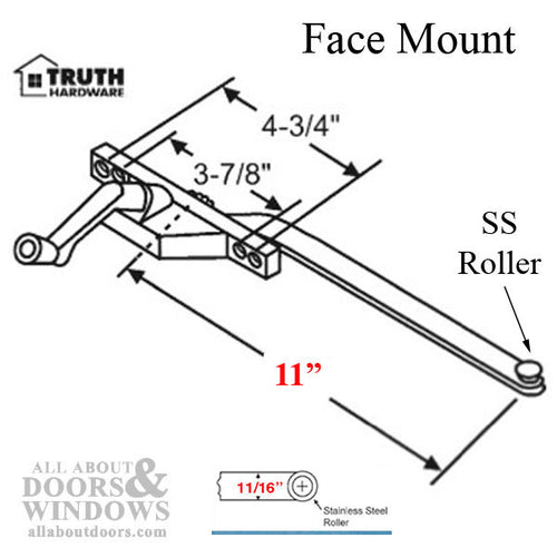 Truth Single Arm Casement Operator, Front Mount, Left Hand, 11