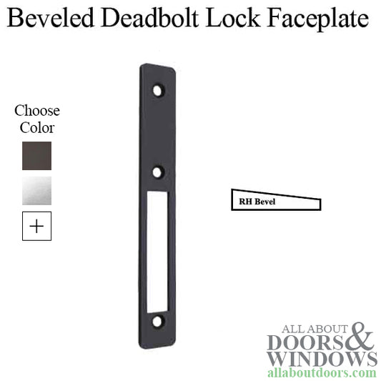 Right Beveled Deadbolt Lock Faceplate, Choose Color