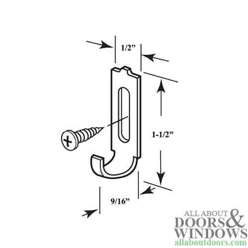 Steel 1-1/2 Inch Latch Strike for Sliding Screen Door - Steel 1-1/2 Inch Latch Strike for Sliding Screen Door