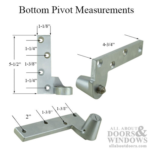 3/4 inch offset Contemporary Bottom Pivot Set, left hand out-swing, right hand in-swing - Brushed / Satin Chrome US26D - 3/4 inch offset Contemporary Bottom Pivot Set, left hand out-swing, right hand in-swing - Brushed / Satin Chrome US26D